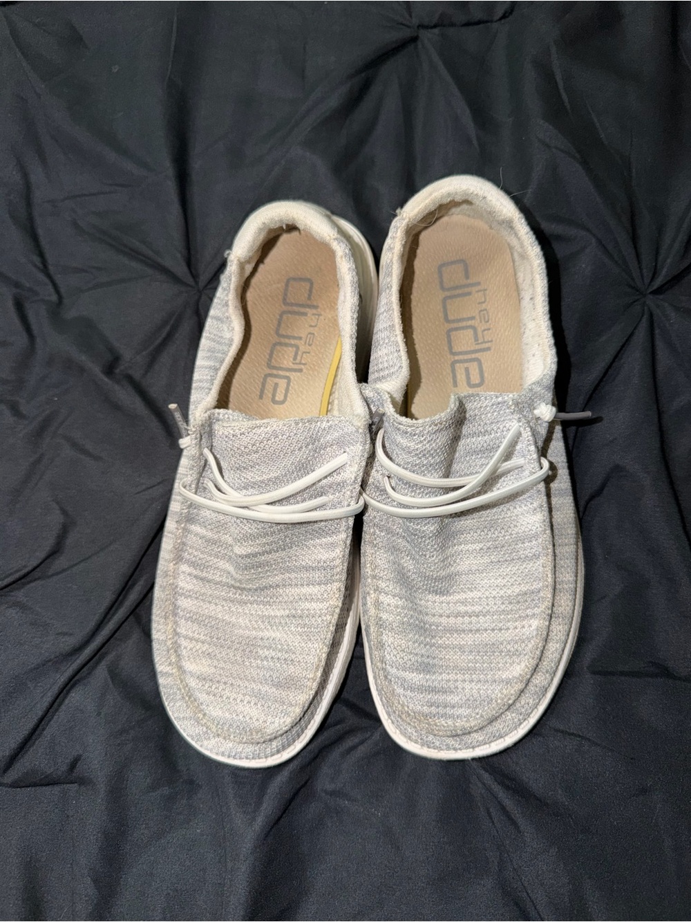 Hey Dude Light Gray Knit Slip-On Loafers for Men